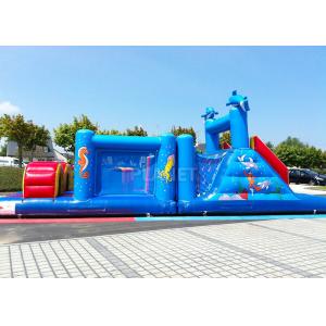 China 14 M Long Inflatable Tunnel Outdoor Obstacle Course Equipment Electric Blower supplier