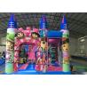 Pink Dora Cartoon Commercial Inflatable Slide With Bouncy Castle / Bouncy Slide