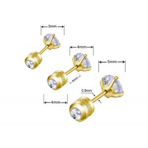 China Hypoallergenic 14k Gold Flat Back Stud Earrings With 2mm 4mm Tiny Round Diamond supplier