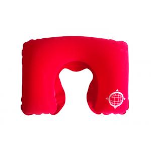 Inflatable Airplane Pillow Bright Red Color , Neck Travel Pillow With PVC Flocking Material