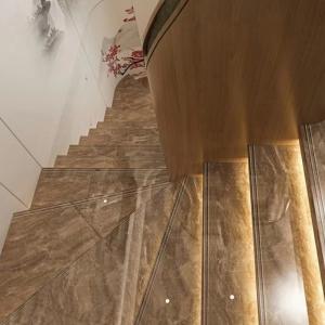 Modern Staircase Porcelain Tile Steps Anti Slip Full Body Groove Integrated Contemporary