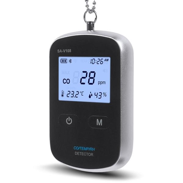 スマートWiFiポータブル炭素一酸化物検出器アラーム - 2.4GHzWiFiとアプリ制御,電気化学センサー,音光アラーム,高感度