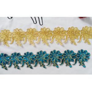 Gold Wire Embrodery Lace Edge with Cord Embroidery Lace Trim