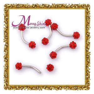 China 316L eyebrow ring body piercing jewellery rings with shiny red plug for women BJ46 supplier