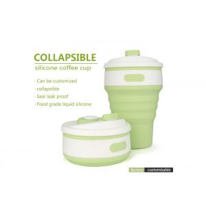 China Camping Portable Silicone Travel Mug , Outdoor Collapsible Coffee Cup With Lid , 350ml wholesale