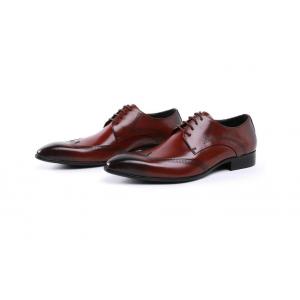 China Custom Brogue Brown Brush Off Leather Shoes Comfortable Dress For Men supplier