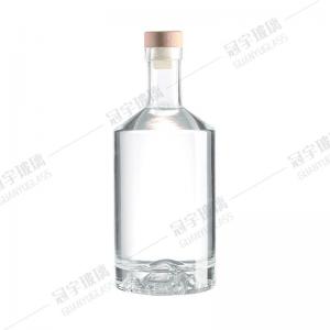 750ml Cylindrical Vodka Glass Wine Bottle Glass Bottle with Acid Etch Surface Handling
