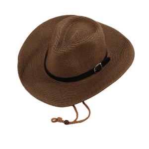 China Fashionable Knitted Summer Cowboy Straw Hat With Embroidered Logo supplier