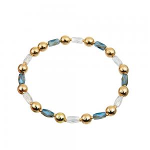 18.5cm Handmade Beads Bracelets , Hematite 6mm Gold Bead Bracelet