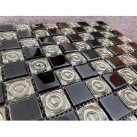 China Iridescent Polished Black White Floor Tile , 1.36kgs Electroplating Recycled Glass Mosaic Tiles on sale