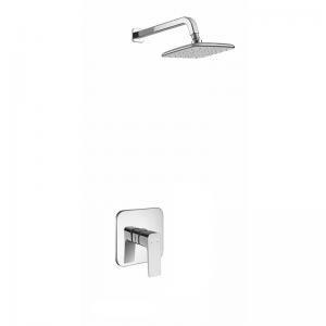 Chrome Head Shower Modern Square Built-in Shower Set Wall-mounted Bath Rainfall Headshower