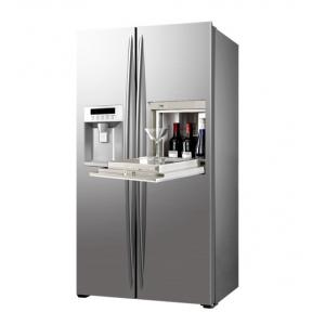 China 550L Stainless Steel Saving-energy Double Doors Side By Side Refrigerator With Ice Maker and Home Bar supplier