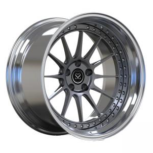 China Polished Lip Forged Rims 2 Piece PC Deep Dish For Audi S3 Gun Metal Spokes Wheels supplier