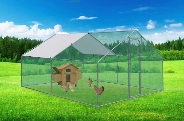 DIY Walk-in Chicken Coop/Chicken Run Kennel with Siler Waterproof Cover 4x3m