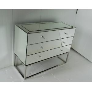 Stainless Steel Base Mirrored Cabinet Chest , Antique Mirror Table 3 Drawers Chest