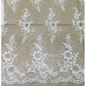 Apparel Accessories Mesh Based Embroidery Lace Fabric Ivory Color
