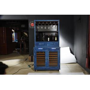 China Top Grain Leather Wine Fridge Cabinet , Blue Bar Cabinet With Wine Storage supplier
