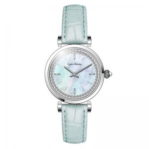 China Diamond Inlaid 32mm Leather Strap Watch Luxury Decorative Waterproof supplier