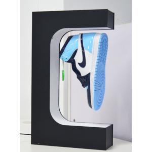 E shape customize led light magnetic levitation shoes display rack, floating shoes advertising  stand