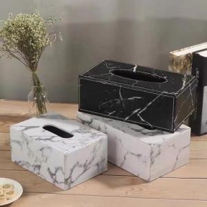 250mm Length Marble Like Leather Tissue Boxes With Print Logo