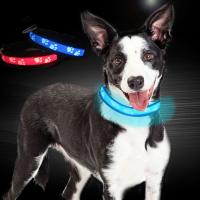 China C903 Cute Style Custom Logo Nature Nylon Rechargeable Flashing LED protect dog collar pet accessories With USB on sale
