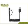 Promotional Retractable 2in1 USB Cable 2in1 Coiled USB Data Cable Spiral Coiled