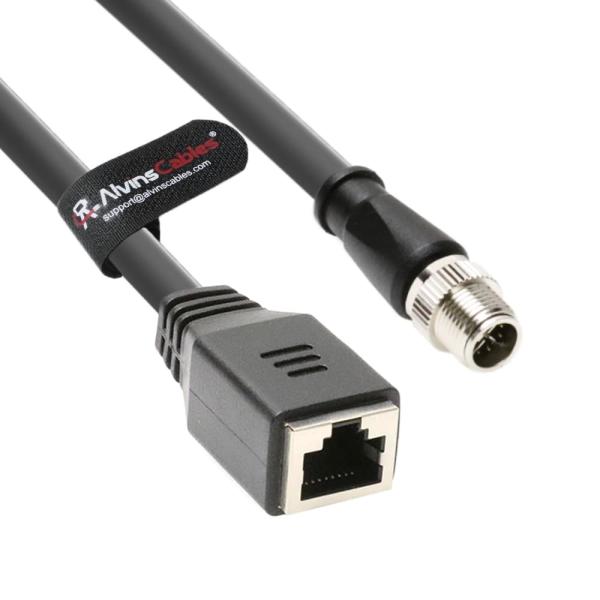 Cables de Alvin M12 X-Code 8 Pin Hombre a RJ45 Hembra de Ethernet Cable para Cognex Keyence cámara, RJ45 Hembra de conexión de alta flexibilidad Cat6a Cable para la automatización industrial, módulo de bus de campo, robótica 6.6ft / 2m