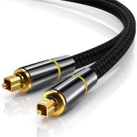 China Professional Toslink plastic optical cable Black nylon braid Fiber Optical Digital Audio Cable With Gold Plated on sale