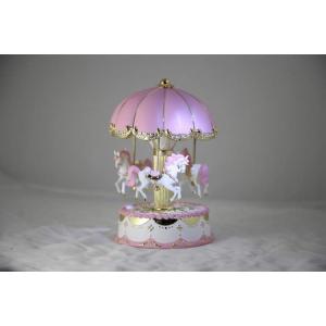 China Silver Plating Polyresin Miniature Carousel Pink Carousel Music Box 9*15.5mm With Gift Packing supplier