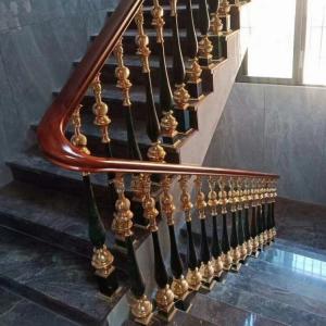 3D Design Metal Stair Railing Black And Gold Luxury Decoration