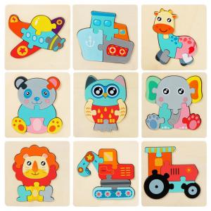 10.7cm 3D Coloured Wooden Block Jigsaw Puzzle Cognitive Games ISO9001