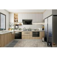White Sandstone Modern Modular Kitchen Cabinets Roller Shutter Door With Shelves