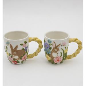 China Coffee Mugs For Gardeners Water Cafe Cup Hand Prints Birds 12oz Large Porcelain Mug Ceramic supplier