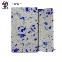 China Scratch Resistant 3000*1600 Artificial White Quartz With Blue Glass on sale