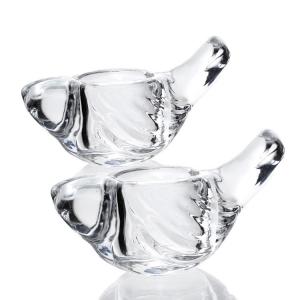 Transparent Taper Glass Candle Holder Glass Bird Shape For Event