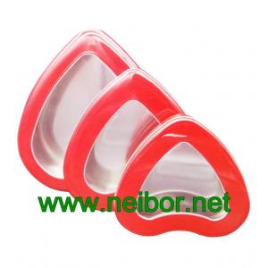 China Clear windowed Heart shaped tin box set supplier