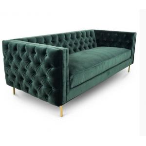 Home Furniture Living Room Couches 3 Seat Sofa Green Velvet Fabric Upholstered