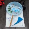 China Y-Z Chinese Round Shape Hanfu Fabric Fan Wood Handle with Tassel Hand Embroidered Ancient Silk Fan wholesale