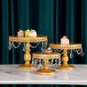 China Golden 16cm Height Metal Wedding Cake Stand , Anti Rust Wedding Cake Plate wholesale