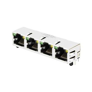 China LPJE4016AHNL Tab Up LED vert/jaune 1X4 Port RJ45 prises modulaires sans magnétique intégré supplier
