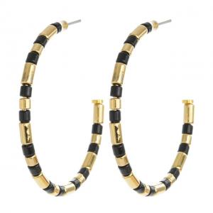 China Bohemia Zinc Alloy Tile Hoop Earrings 45mm with stainless steel stud supplier