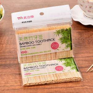 500 Pcs Premium Natural Bamboo Dental Round Wooden Toothpicks With Poly Bag