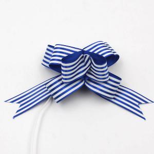 Printed Pattern Pull 30mm Satin Ribbon Blue Red And White Striped Christmas Bows