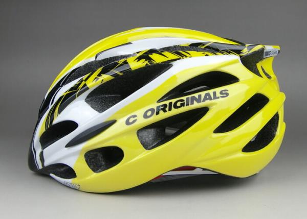 光沢がある黄色く黒い PC の Inmould 自転車のヘルメット、選択のための別の調節システム