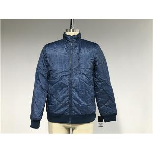 Chunky Denim Look Polyester Nylon Wadded Puffer Jacket With Rib Detail TW64465