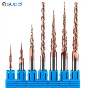 China Power Tools 2 Flute Solid Carbide Tapered End Mills 50mm Altin Coating supplier