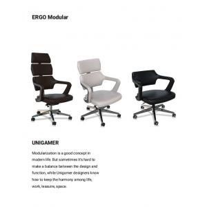 PU Ergonomic Leather Office Chair Executive Gray Swivel Desk Type fixed armrest