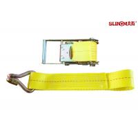 China 4 Inch 30 Foot Ratchet Tie Down Straps / Load Hugger Cargo Control Yellow For Motorcycle Lightweight on sale