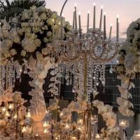 ZT-325G Latest Design Gold Crystal Candelabra Wedding Table Decoration Centerpiece For 15 Arms