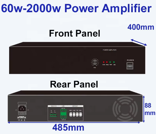 China Rectangle 60W Audio Power Amplifier 80-16KHZ Power Audio Amplifier wholesale